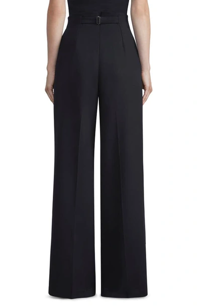 Shop Lafayette 148 Thames High Waist Wide Leg Stretch Wool Pants In Black