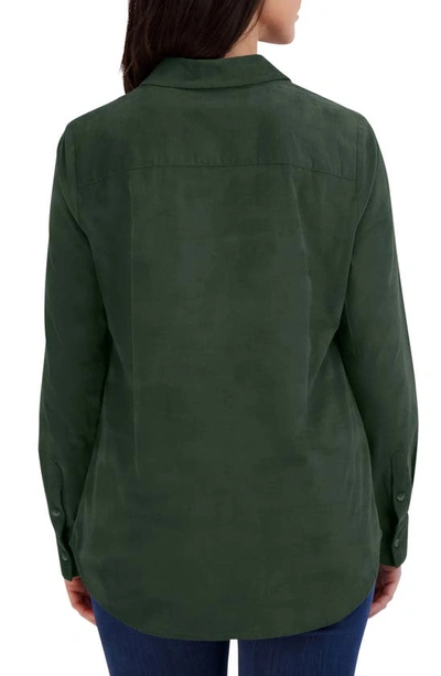 Shop Foxcroft Haven Corduroy Button-up Shirt In Dark Green