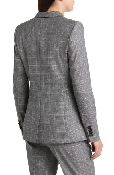 Hugo Boss Boss Juicylara Check One-button Virgin Wool Blazer In Gray