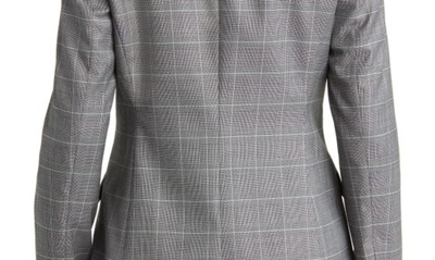 Hugo Boss Boss Juicylara Check One-button Virgin Wool Blazer In Gray