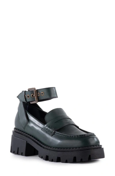 Shop Seychelles Not The One Ankle Strap Lug Penny Loafer In Green