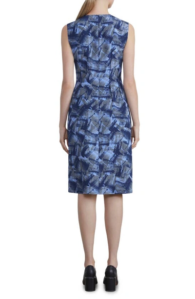 Shop Lafayette 148 Abstract Print Silk Fit & Flare Dress In Blue Iris Multi