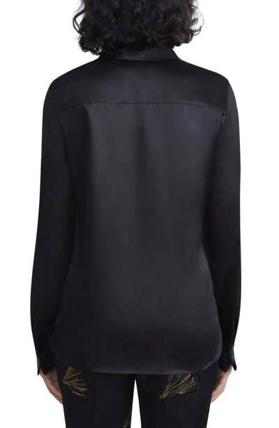 Shop Lafayette 148 French Cuff Silk Button-up Blouse In Black