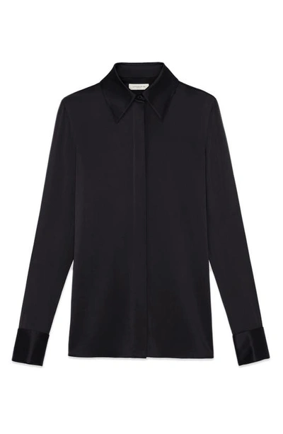 Lafayette 148 French Cuff Silk Button-up Blouse In Black