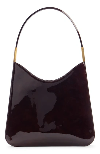 Shop Saint Laurent Sac Patent Leather Hobo Bag In Espresso Forte