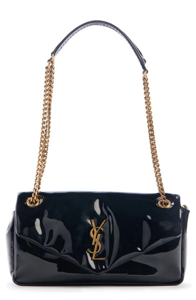 Shop Saint Laurent Calypso Patent Leather Shoulder Bag In Nero