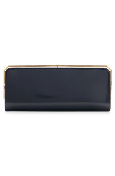 Shop Saint Laurent Slp Patent Leather Frame Clutch In Nero