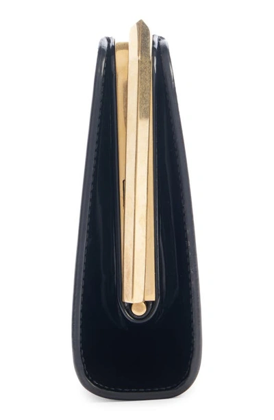 Saint Laurent Slp Patent Leather Frame Clutch In Nero