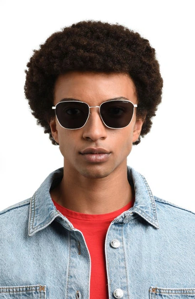 Polaroid 56mm Polarized Rectangular Sunglasses In Ruthenium/ Gray Polarized