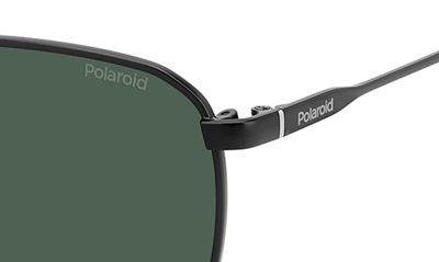 Polaroid 56mm Polarized Rectangular Sunglasses In Matte Black/ Green Polarized