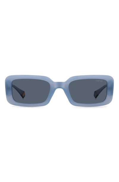 Polaroid 52mm Polarized Rectangular Sunglasses In Azure/ Blue Polarized