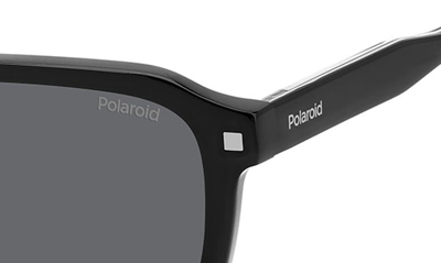 Shop Polaroid 53mm Polarized Rectangular Sunglasses In Black/ Gray Polarized