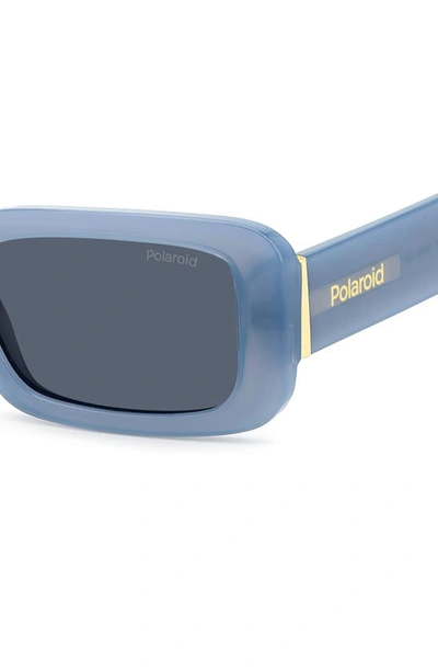 Polaroid 52mm Polarized Rectangular Sunglasses In Azure/ Blue Polarized