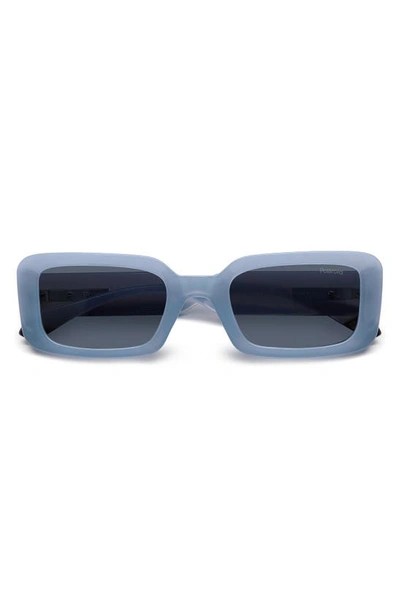 Polaroid 52mm Polarized Rectangular Sunglasses In Azure/ Blue Polarized