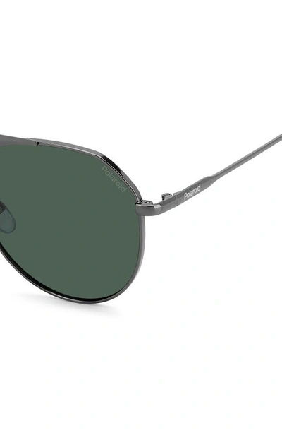 Shop Polaroid 57mm Polarized Aviator Sunglasses In Dark Ruthen/ Green Polarized