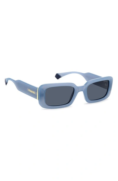 Polaroid 52mm Polarized Rectangular Sunglasses In Azure/ Blue Polarized