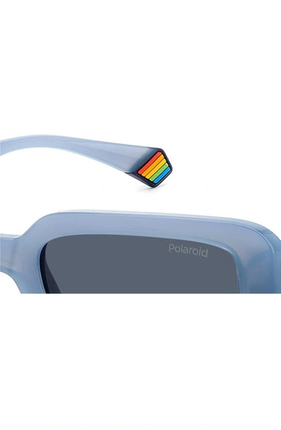 Polaroid 52mm Polarized Rectangular Sunglasses In Azure/ Blue Polarized