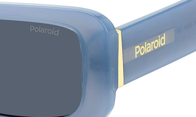 Polaroid 52mm Polarized Rectangular Sunglasses In Azure/ Blue Polarized