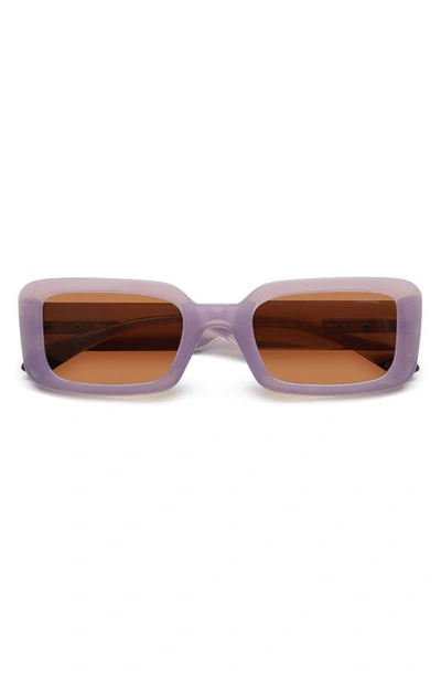 Shop Polaroid 52mm Polarized Rectangular Sunglasses In Lilac/ Copper Polarized