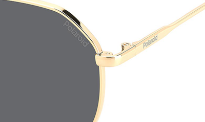 Shop Polaroid 57mm Polarized Aviator Sunglasses In Gold Black/ Gray Polarized