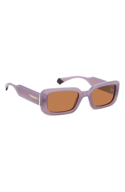 Shop Polaroid 52mm Polarized Rectangular Sunglasses In Lilac/ Copper Polarized