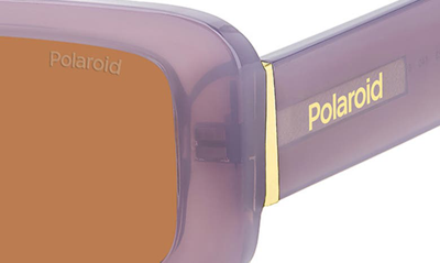 Shop Polaroid 52mm Polarized Rectangular Sunglasses In Lilac/ Copper Polarized