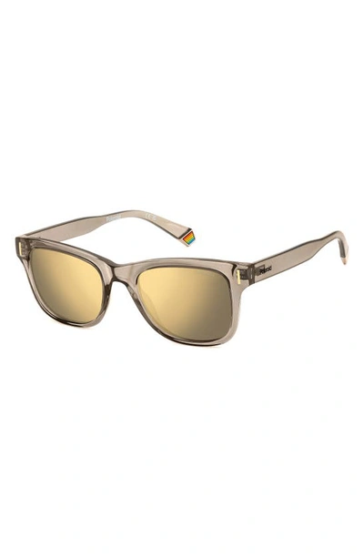 Shop Polaroid 51mm Polarized Square Sunglasses In Beige/ Grey Gold Polarized