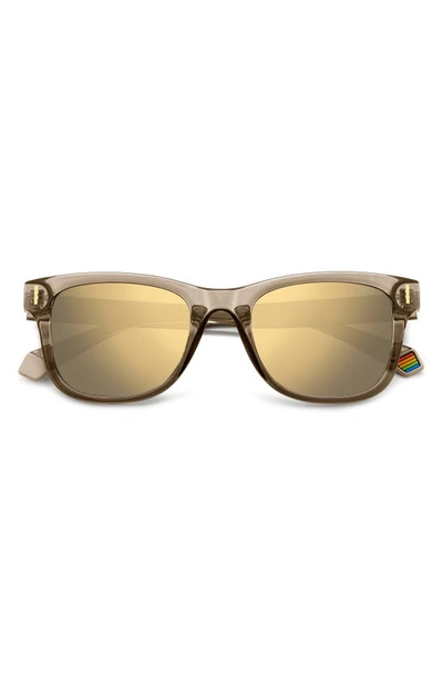 Polaroid 51mm Polarized Square Sunglasses In Beige/ Grey Gold Polarized
