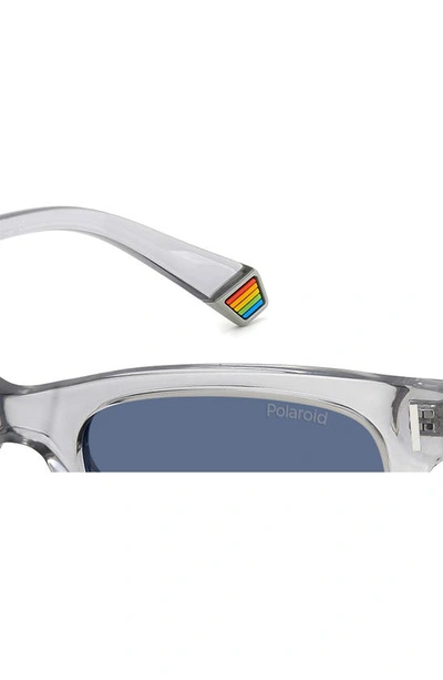 Shop Polaroid 51mm Polarized Square Sunglasses In Grey/ Blue Polarized