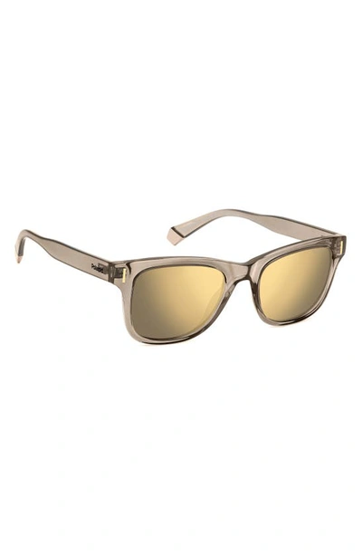 Shop Polaroid 51mm Polarized Square Sunglasses In Beige/ Grey Gold Polarized