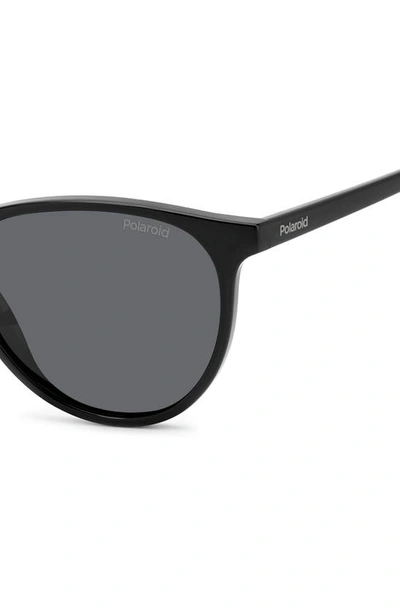 Shop Polaroid 54mm Polarized Round Sunglasses In Black/ Gray Polarized