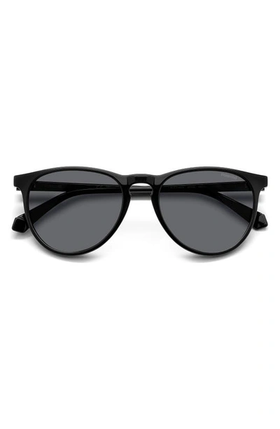 Shop Polaroid 54mm Polarized Round Sunglasses In Black/ Gray Polarized