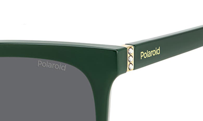 Shop Polaroid 55mm Polarized Square Sunglasses In Green/ Gray Polarized