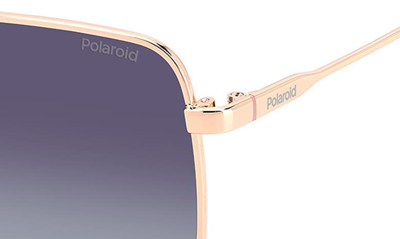 Shop Polaroid 58mm Polarized Rectangular Sunglasses In Gold Copper/ Gray Polarized