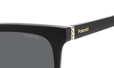 Shop Polaroid 55mm Polarized Square Sunglasses In Black/ Gray Polarized