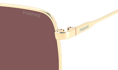 Shop Polaroid 58mm Polarized Rectangular Sunglasses In Gold Burgundy/ Violet Polar
