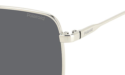 Polaroid 58mm Polarized Rectangular Sunglasses In Palladium/ Gray Polarized