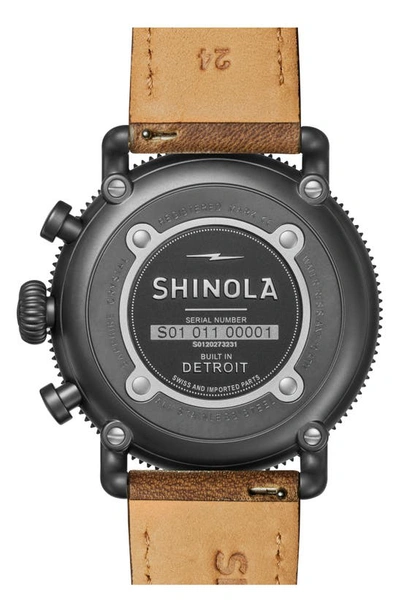 Shop Shinola Runwell Sport Chronograph Leather Strap Watch, 48mm In Dark Orange