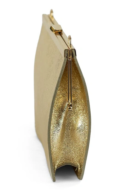 Persaman New York Metallic Leather Clutch In Gold