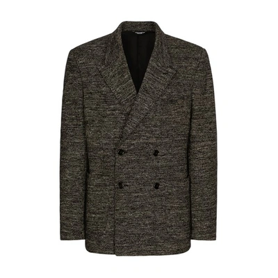 Shop Dolce & Gabbana Double-breasted Jersey Jacket In Wool And Cotton In Fantasy_not_print_