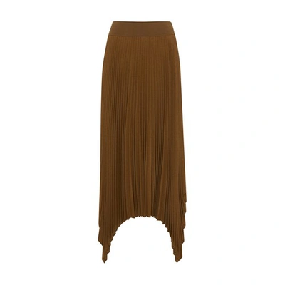 Shop Joseph Ade Pleated Skirt In Khaki