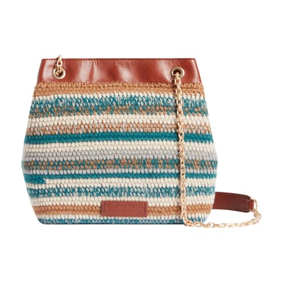 Shop Vanessa Bruno Moon Hobo Bag In Wool In Multico_turquoise