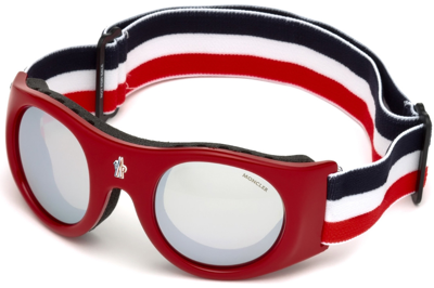 Shop Moncler Mask Smoke Mirror Goggles Unisex Sunglasses Ml0051 68c 55 In Red   /   Red.