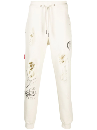 Shop John Richmond Olion Track Pants With Worn Effect In Nude & Neutrals