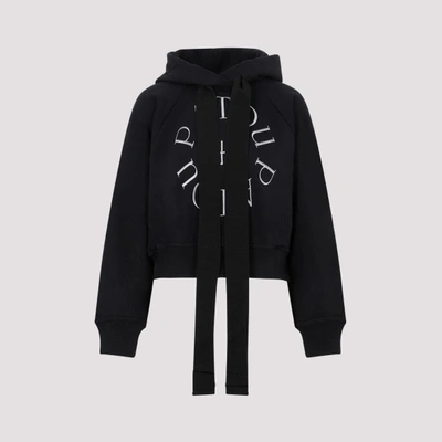 Shop Patou Cropped Medallion Logo Hoodie In B Black