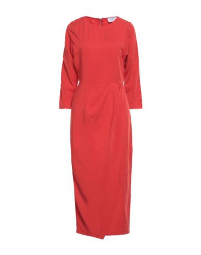 Shop Closet Woman Midi Dress Tomato Red Size 10 Viscose