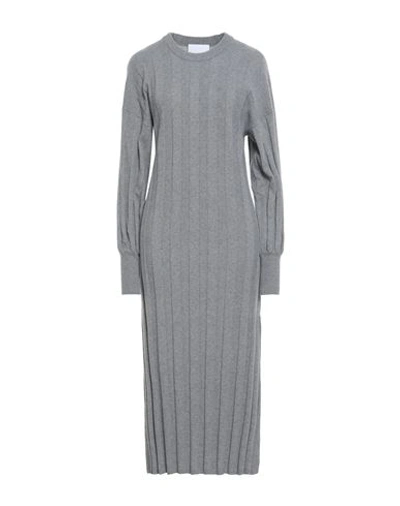 Shop Erika Cavallini Woman Midi Dress Grey Size M Virgin Wool, Cashmere