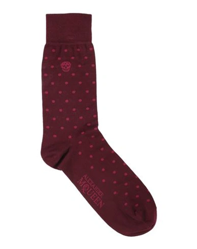 Shop Alexander Mcqueen Man Socks & Hosiery Burgundy Size M Cotton, Polyamide, Elastane In Red
