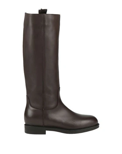 Doucal's Woman Boot Dark Brown Size 7.5 Soft Leather In Brown