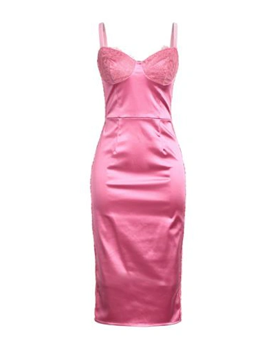 Shop Elisabetta Franchi Woman Midi Dress Pink Size 6 Acetate, Polyamide, Elastane, Viscose